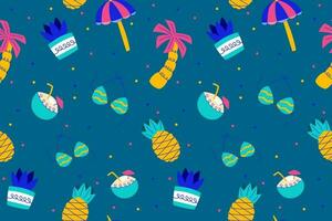Colourful Summer Seamless Pattern beauty background wallpaper for summertime textile, wraping paper or graphic print vector