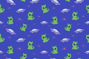 Kawaii Outer Space Seamless Pattern Background. Cute Cosmic Galaxy themed for apparel, textile and wrapping paper vector