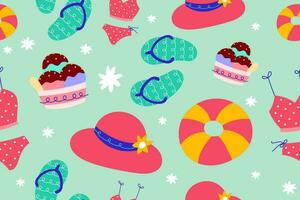 Colourful Summer Seamless Pattern beauty background wallpaper for summertime textile, wraping paper or graphic print vector