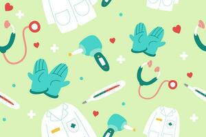 Cute Medical Seamless Pattern background for doctor, clinic or hospital vector