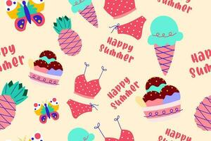 Colourful Summer Seamless Pattern beauty background wallpaper for summertime textile, wraping paper or graphic print vector