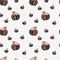 Cute Cake and bakery sweet Food Cartoon perfect seamless pattern background for wrapping paper, graphic print, fabric, textile or apparel vector