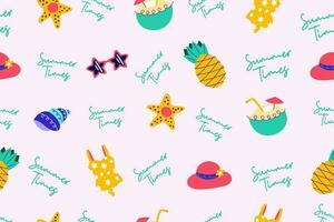 Colourful Summer Seamless Pattern beauty background wallpaper for summertime textile, wraping paper or graphic print vector