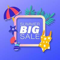 Summer sale brochure discount vector. Special price offer coupon for social media post,  promotion ad, shopping flyer, voucher, website campaign and advertising vector