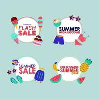 summer sale signs brochure vector. Special price offer coupon for social media post,  promotion ad, shopping flyer, voucher, website campaign and advertising vector