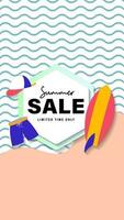 Summer sale social media story.  Vertical template post for reel promotion content vector