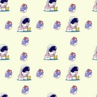 Cute Space Astrounaut Seamless Pattern Background for textile, apparel or wrapping paper graphic print vector