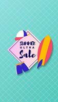 Summer sale social media story.  Vertical template post for reel promotion content vector