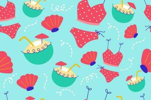 Colourful Summer Seamless Pattern beauty background wallpaper for summertime textile, wraping paper or graphic print vector