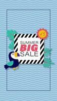 Summer sale social media story.  Vertical template post for reel promotion content vector