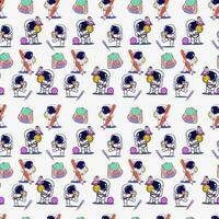 Cute Space Astrounaut Seamless Pattern Background for textile, apparel or wrapping paper graphic print vector