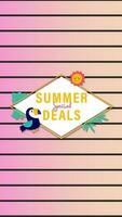 Summer sale social media story.  Vertical template post for reel promotion content vector