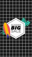 Summer sale social media story.  Vertical template post for reel promotion content vector