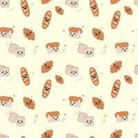 Cute Cake and bakery sweet Food Cartoon perfect seamless pattern background for wrapping paper, graphic print, fabric, textile or apparel vector