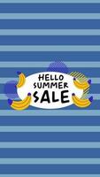 Summer sale social media story.  Vertical template post for reel promotion content vector