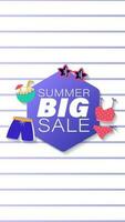 Summer sale social media story.  Vertical template post for reel promotion content vector