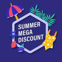 Summer sale brochure discount vector. Special price offer coupon for social media post,  promotion ad, shopping flyer, voucher, website campaign and advertising vector