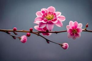 Beautiful pink wax flower twig created with technology. photo