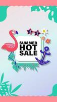 Summer sale social media story.  Vertical template post for reel promotion content vector