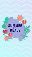 Summer sale social media story.  Vertical template post for reel promotion content vector