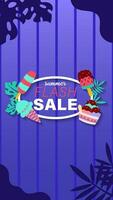 Summer sale social media story.  Vertical template post for reel promotion content vector