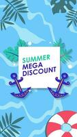 Summer sale social media story.  Vertical template post for reel promotion content vector