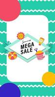 Summer sale social media story.  Vertical template post for reel promotion content vector