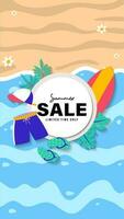 Summer sale social media story.  Vertical template post for reel promotion content vector