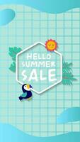 Summer sale social media story.  Vertical template post for reel promotion content vector