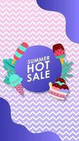 Summer sale social media story.  Vertical template post for reel promotion content vector