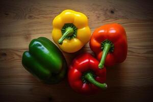 red yellow and green peppers. . photo