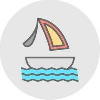 Surfing boat Vector Icon Design