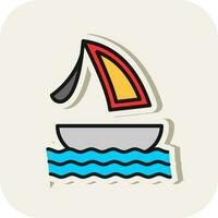 Surfing boat Vector Icon Design