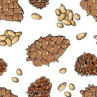 Seamless pattern with pine nuts. Design for fabric, textile, wallpaper, packaging. vector