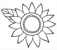 Sunflower. Linear style. White background, isolate. vector