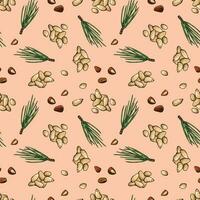Seamless pattern with pine nuts. Design for fabric, textile, wallpaper, packaging. vector