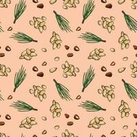 Seamless pattern with pine nuts. Design for fabric, textile, wallpaper, packaging. vector