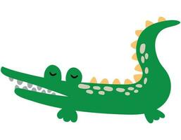 Cute hand drawn crocodile. Animal safari. White background, isolate. vector