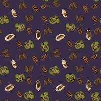 Seamless pattern with pecan nuts. Design for fabric, textile, wallpaper, packaging. vector