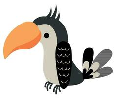 Cute hand drawn toucan. White background, isolate. Animal safari. vector