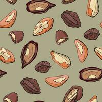 Seamless pattern with brazil nuts. Design for fabric, textile, wallpaper, packaging. vector