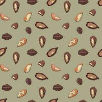 Seamless pattern with brazil nuts. Design for fabric, textile, wallpaper, packaging. vector