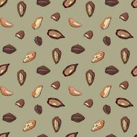 Seamless pattern with brazil nuts. Design for fabric, textile, wallpaper, packaging. vector