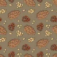 Seamless pattern with pine nuts. Design for fabric, textile, wallpaper, packaging. vector