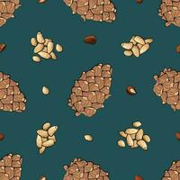 Seamless pattern with pine nuts. Design for fabric, textile, wallpaper, packaging. vector