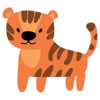 Cute hand drawn tiger. White background, isolate. vector