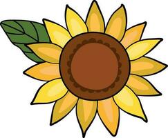 Sunflower on a white isolated background. Cartoon style. vector