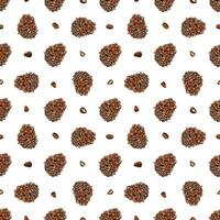 Seamless pattern with pine nuts. Design for fabric, textile, wallpaper, packaging. vector