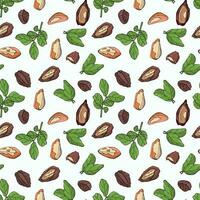 Seamless pattern with brazil nuts. Design for fabric, textile, wallpaper, packaging. vector