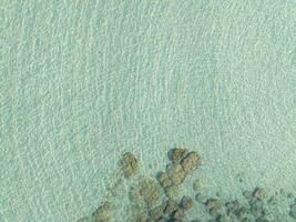 Aerial drone view of beautiful beach with turquoise sea water and palm trees of Gulf of Thailand. Kood island, Thailand photo